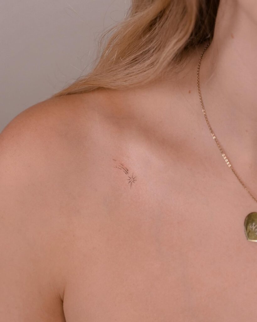 Tiny Stardust Collarbone Tattoo Tattoo Design