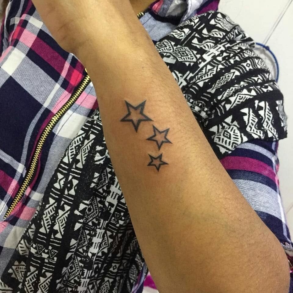 Trio of Bold Star Outlines Tattoo Tattoo Design