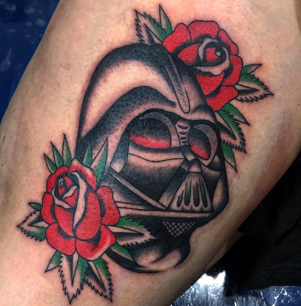 Dark Side Floral Tribute Tattoo Tattoo Design