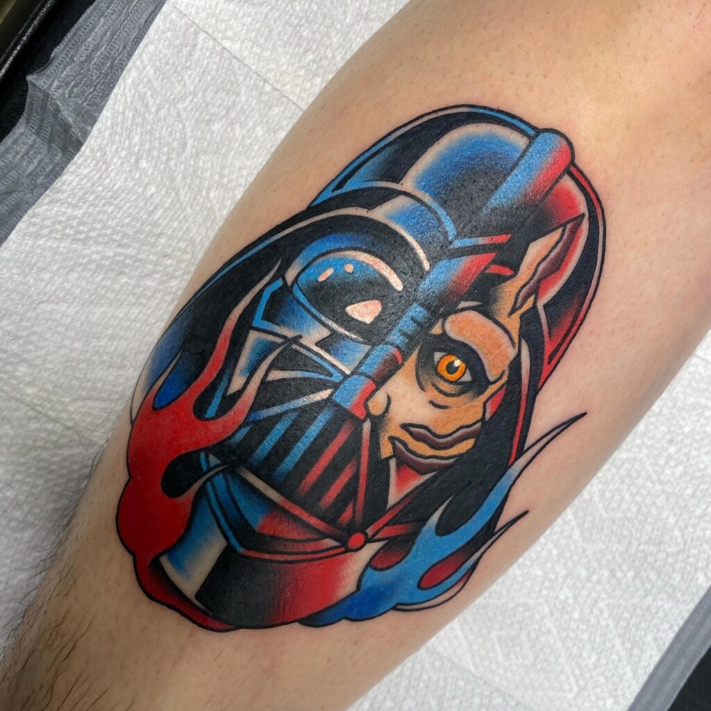 Darth Vader and Anakin Split Face Tattoo Tattoo Design