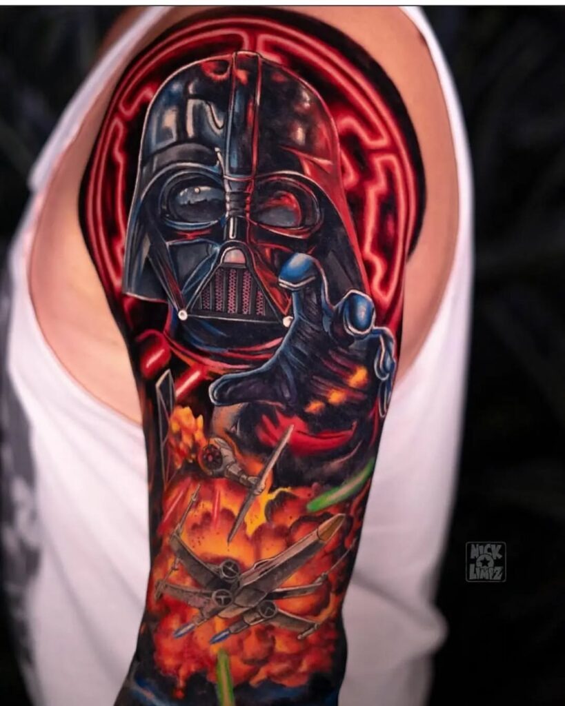 Darth Vader and Space Battle Tattoo Tattoo Design