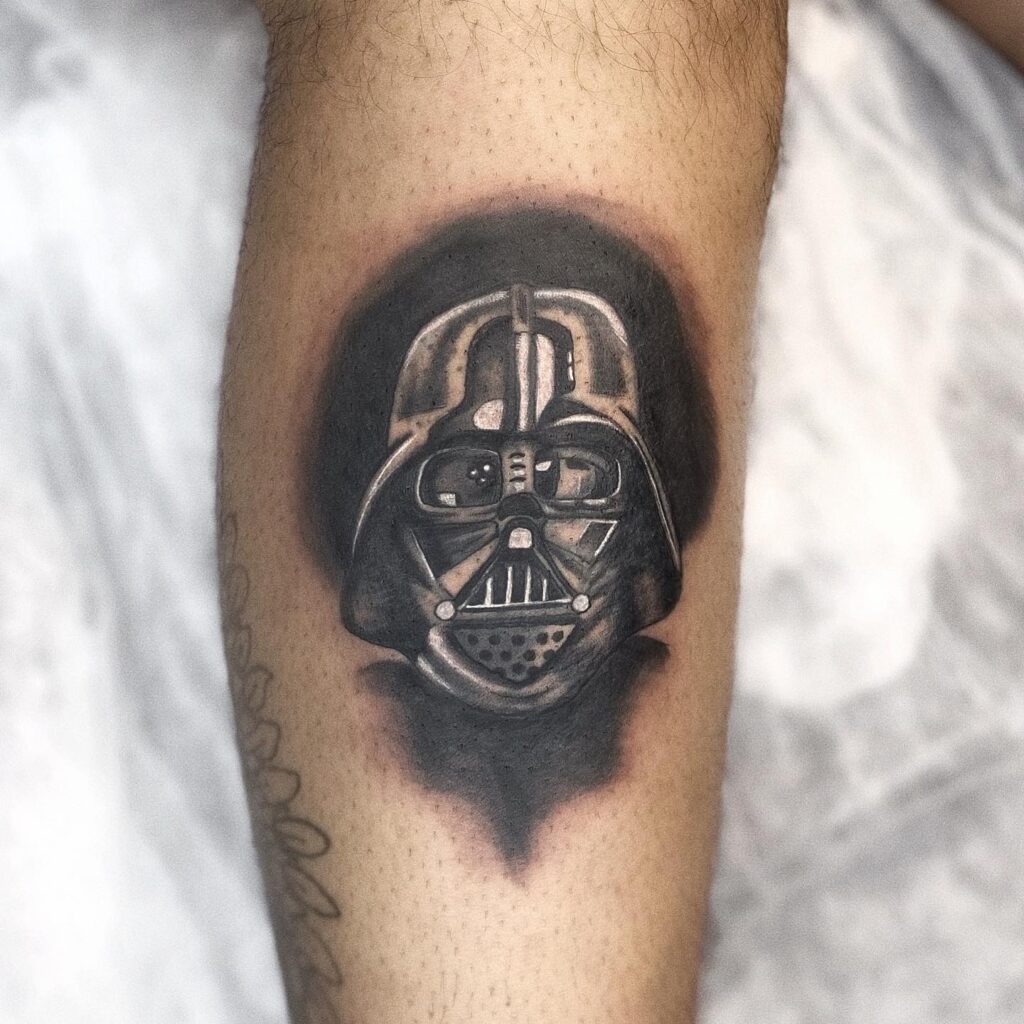Darth Vader Black and Gray Portrait Tattoo Tattoo Design