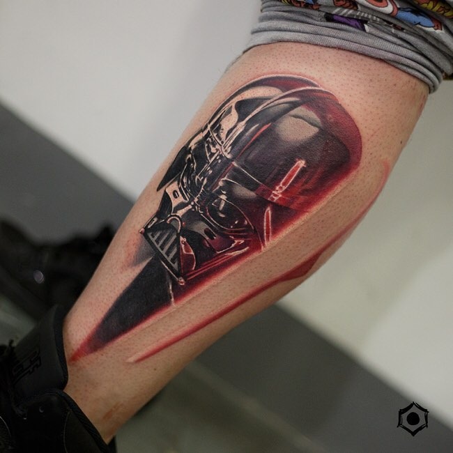 Darth Vader Realistic Leg Tattoo Tattoo Design