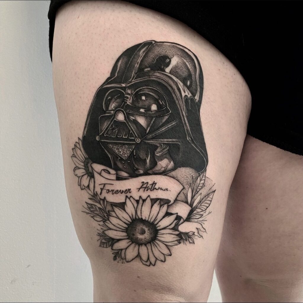 Floral Darth Vader Memorial Tattoo Tattoo Design