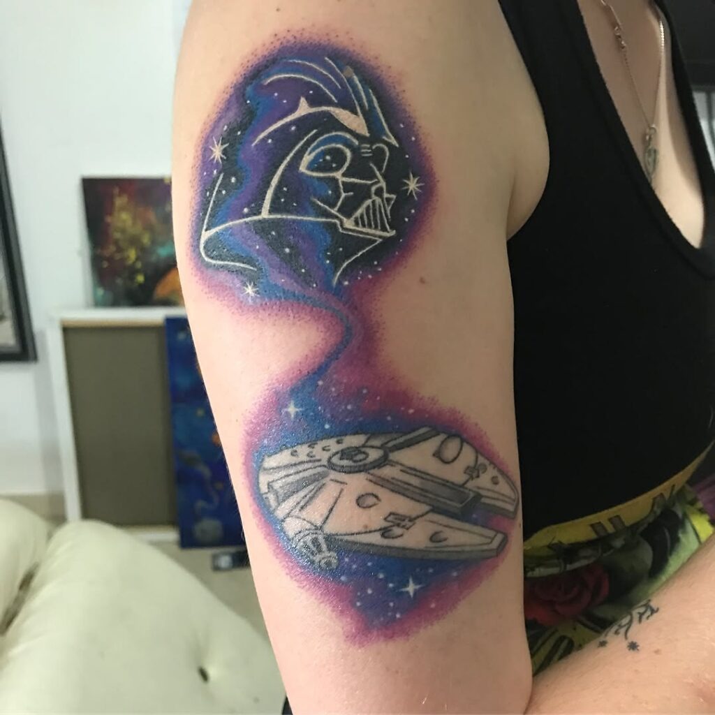 Galactic Vader and Millennium Falcon Tattoo Tattoo Design
