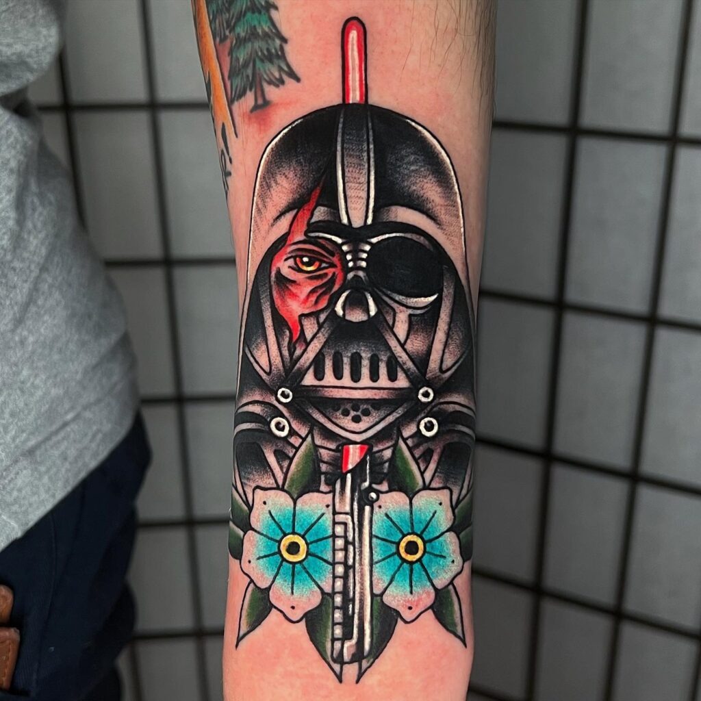 Traditional Darth Vader and Anakin Tattoo Tattoo Design