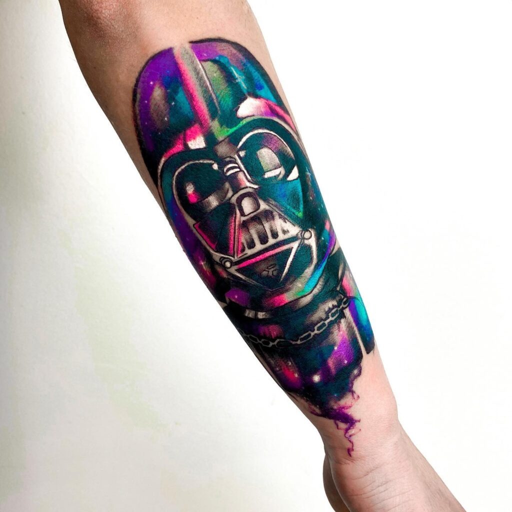Vibrant Cosmic Darth Vader Tattoo Tattoo Design