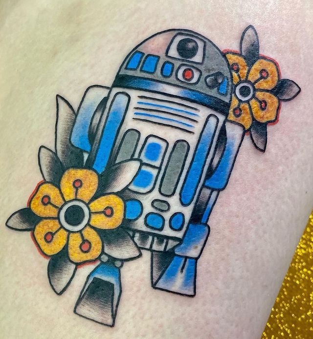 Flowery R2-D2 Star Wars Tattoo Tattoo Design
