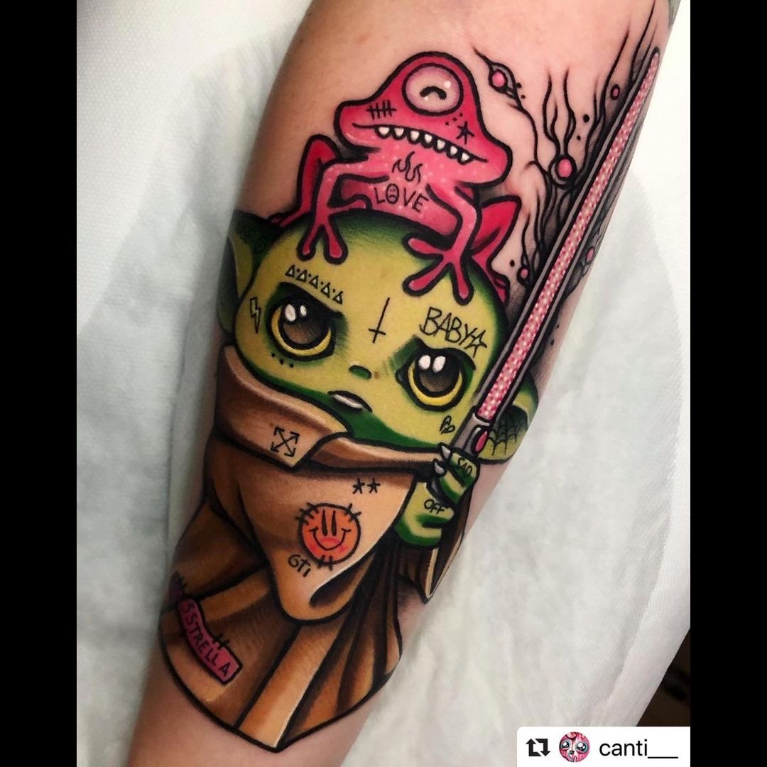 Ganster Grogu Star Wars Tattoo Tattoo Design