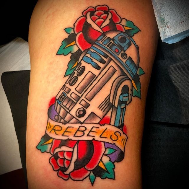 Roses R2-D2 Star Wars Tattoo Tattoo Design