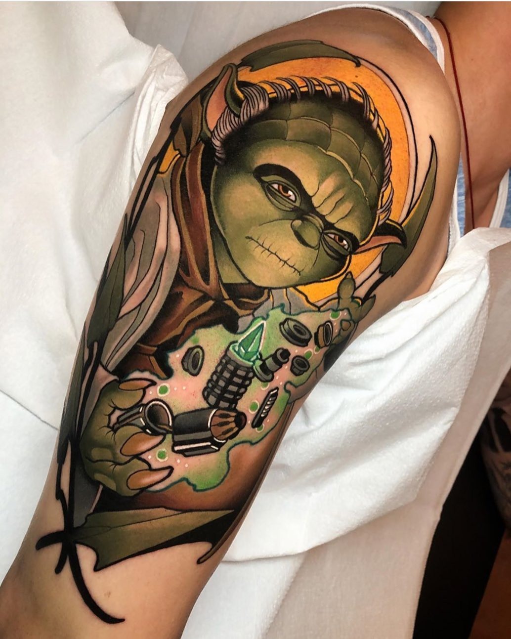 Yoda Lightsaber Star Wars Tattoo Tattoo Design