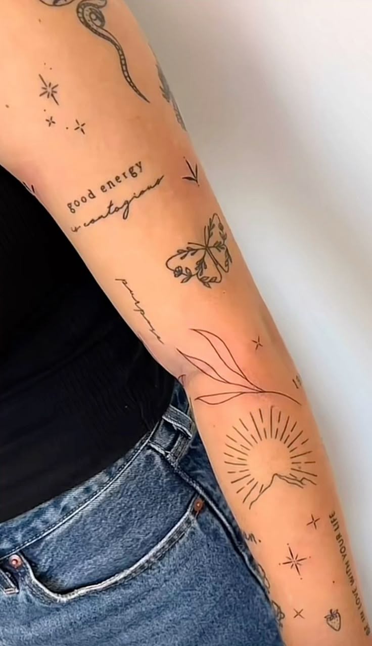 Bold Blackwork Rose and Snake Sticker Sleeve Tattoo Design