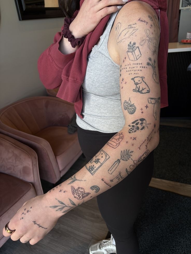 Classic Blackwork Sticker Sleeve for Men with Vintage Soul Tattoo Design