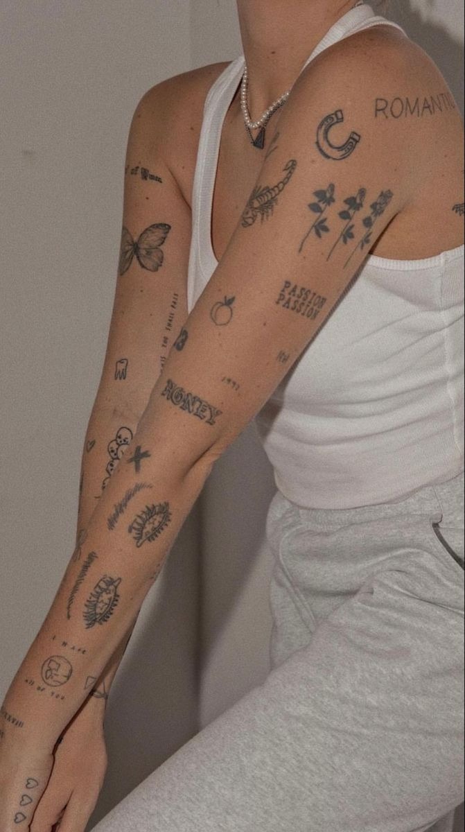 Eclectic Statement Sticker Sleeve with Attitude Tattoo Design