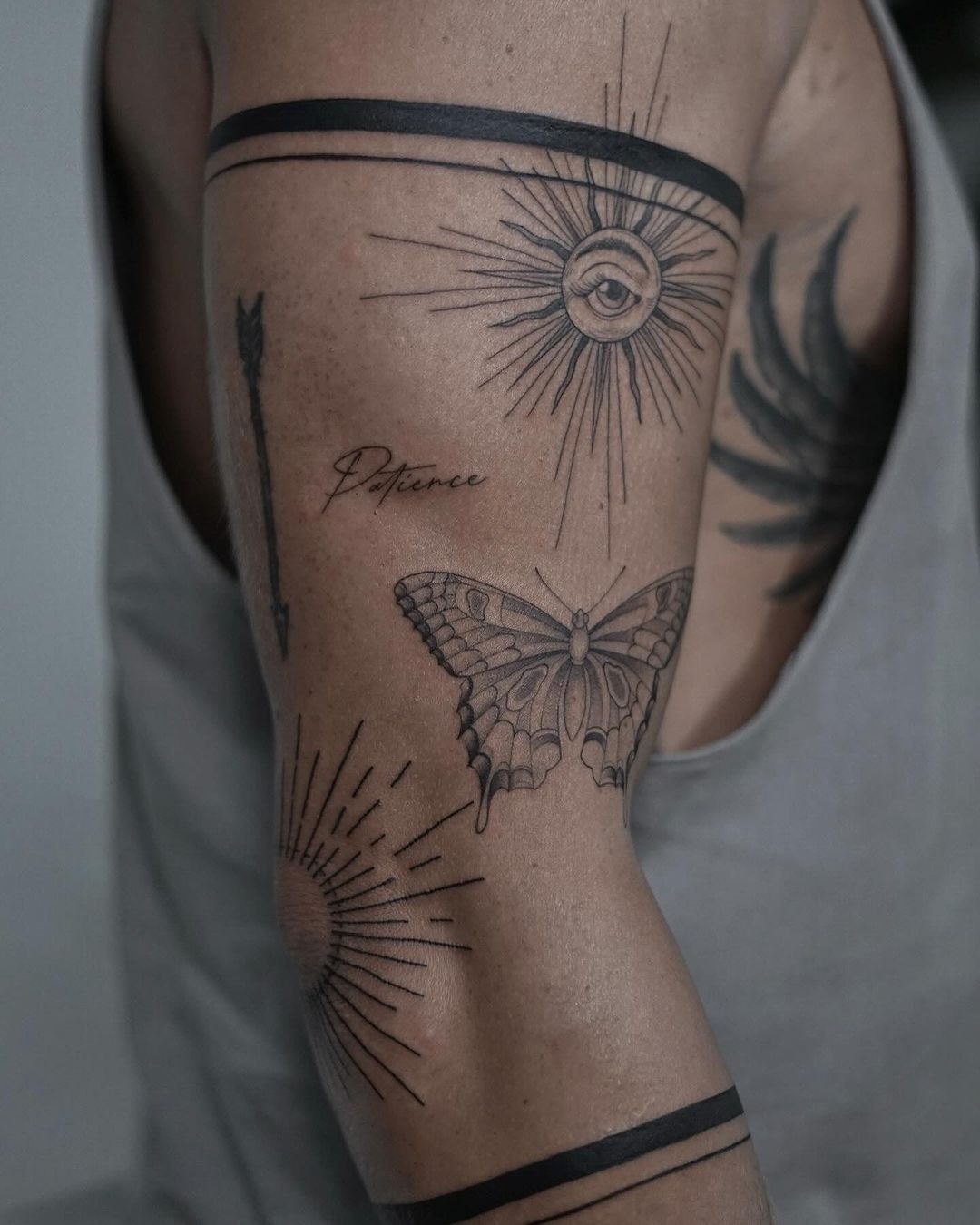 Maximalist Sticker Sleeve with Floral and Angel Details Tattoo Design
