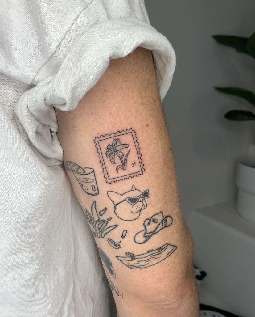 Minimal Mixed-Meaning Forearm Sticker Sleeve Tattoo Design