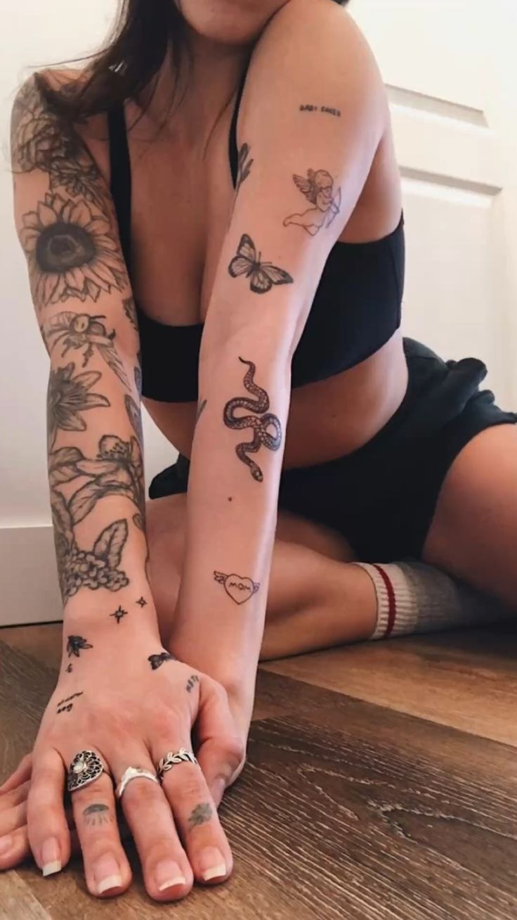 Vintage Swallow and Vase Sticker Sleeve with Classic Charm Tattoo Design