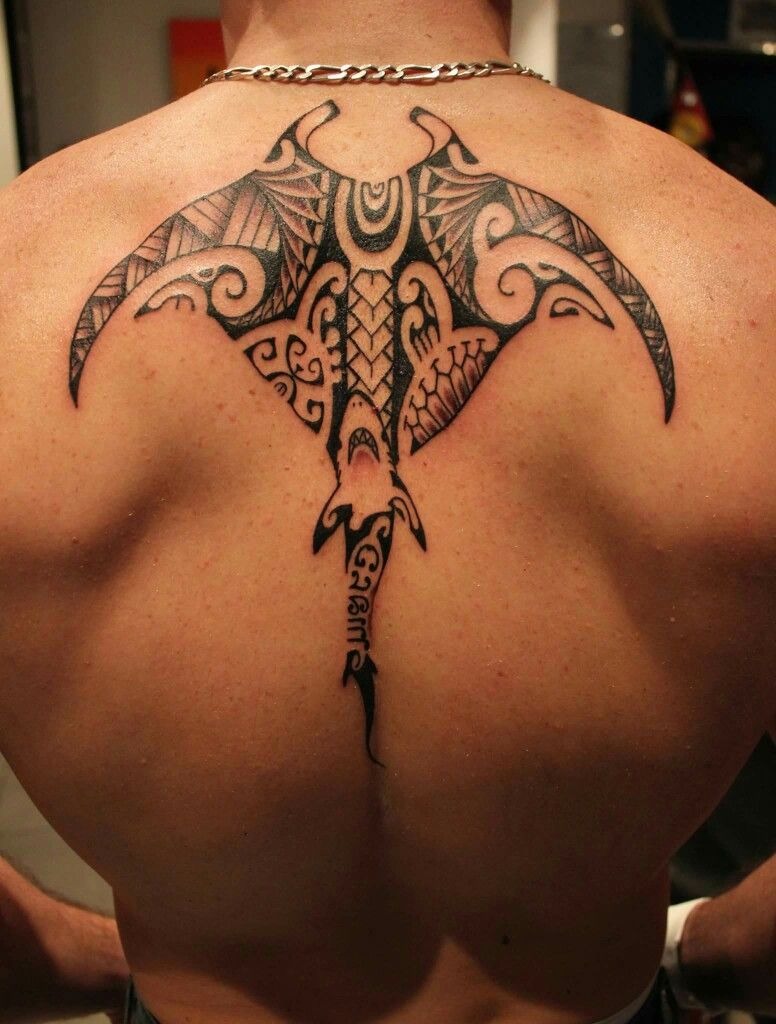 Maori-Inspired Back Stingray Tattoo Design