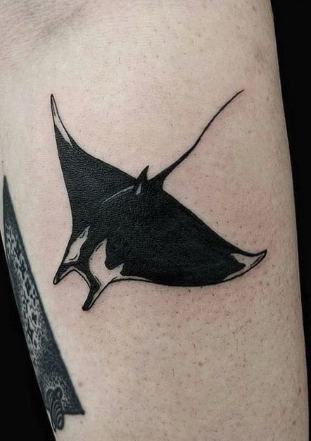 Solid Black Stingray Silhouette Tattoo Design