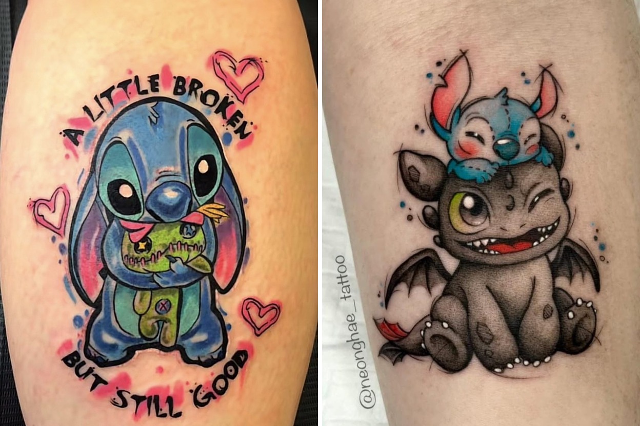 23+ Stitch Tattoo Ideas With Mischief Color and Ohana Magic Featured Lookbook Collage
