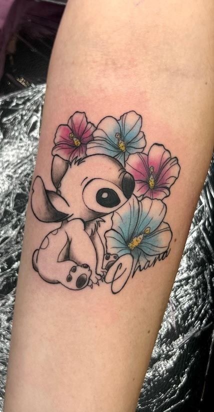 Floral Stitch Ohana Tattoo, a tattoo design rendered in clean detailed linework.