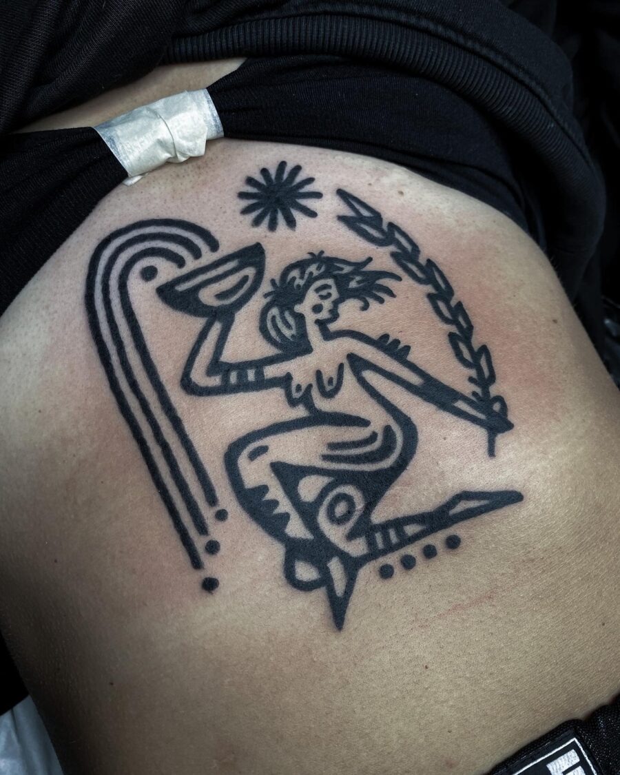 Abstract figure tattoo with vibrant symbolism Tattoo Design
