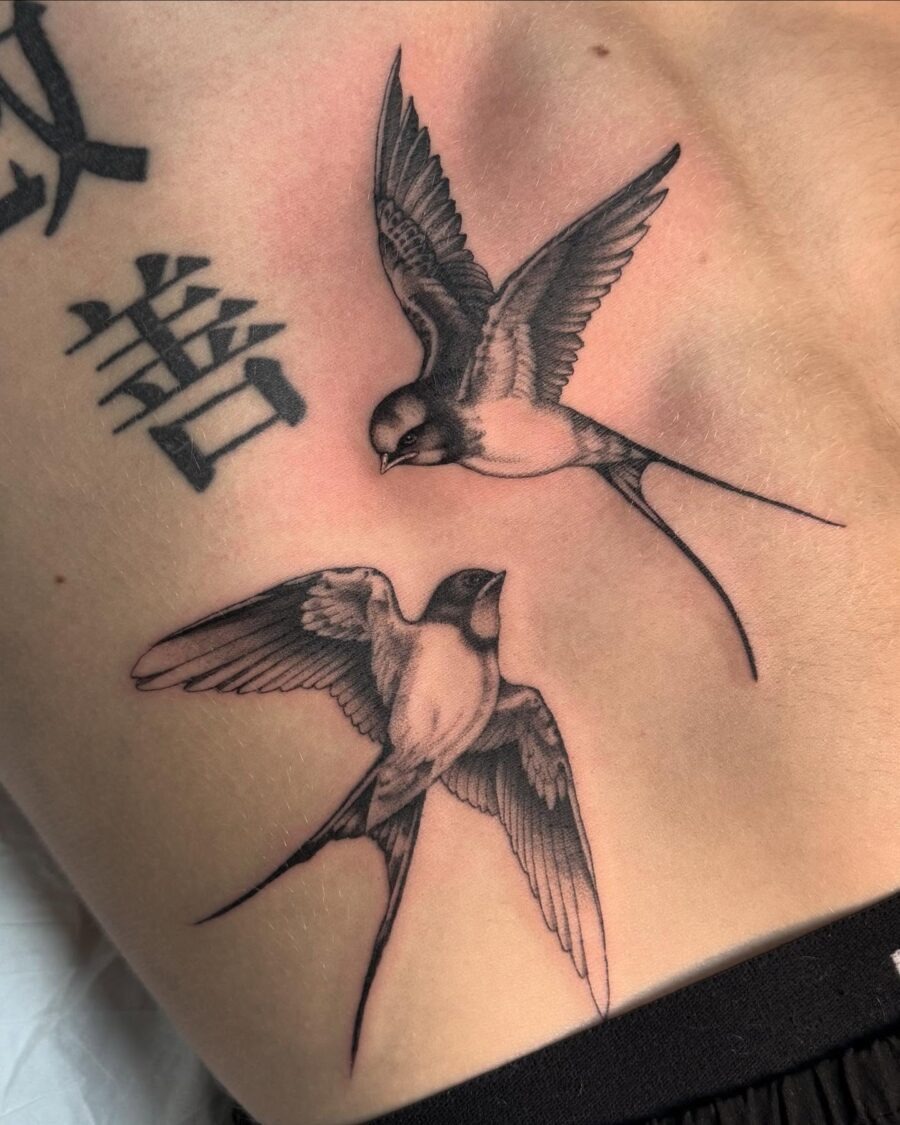 Elegant birds in flight tattoo design Tattoo Design