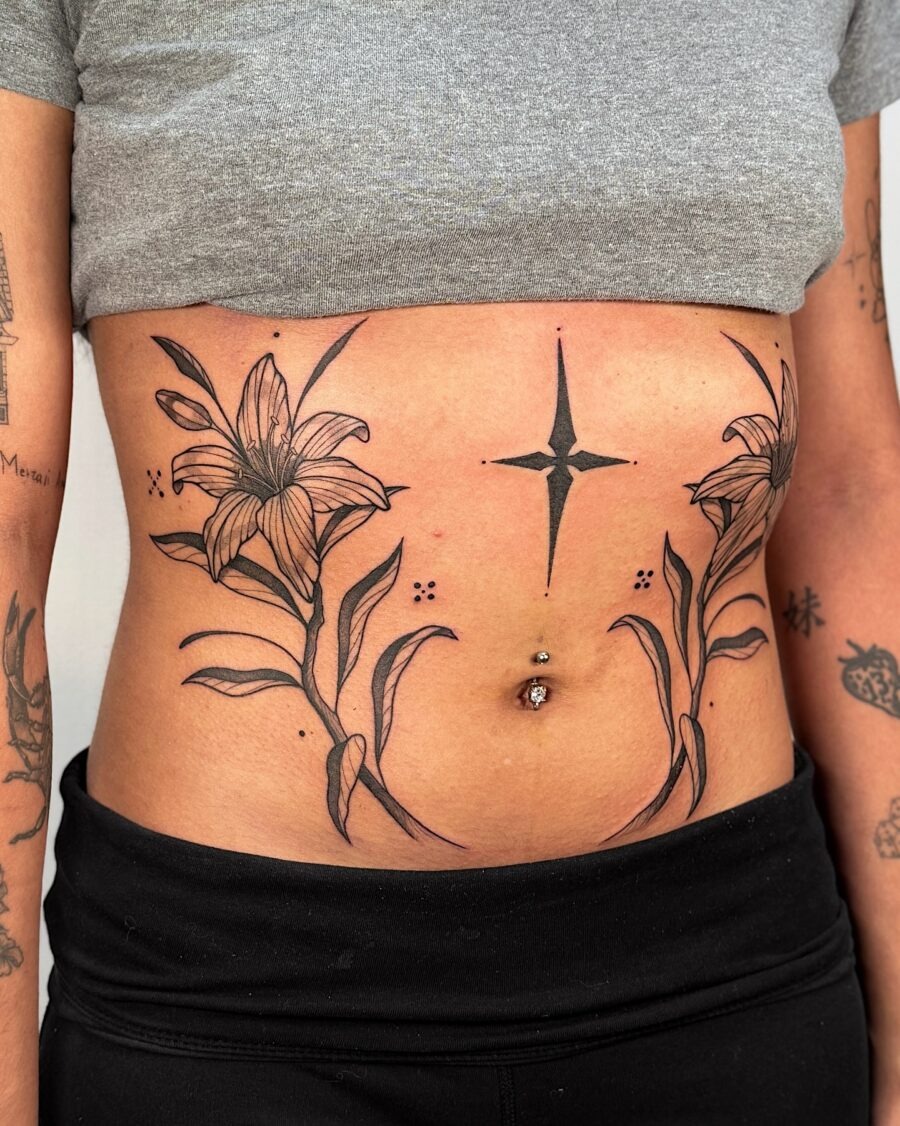 Intricate Floral Stomach Tattoo Design Tattoo Design