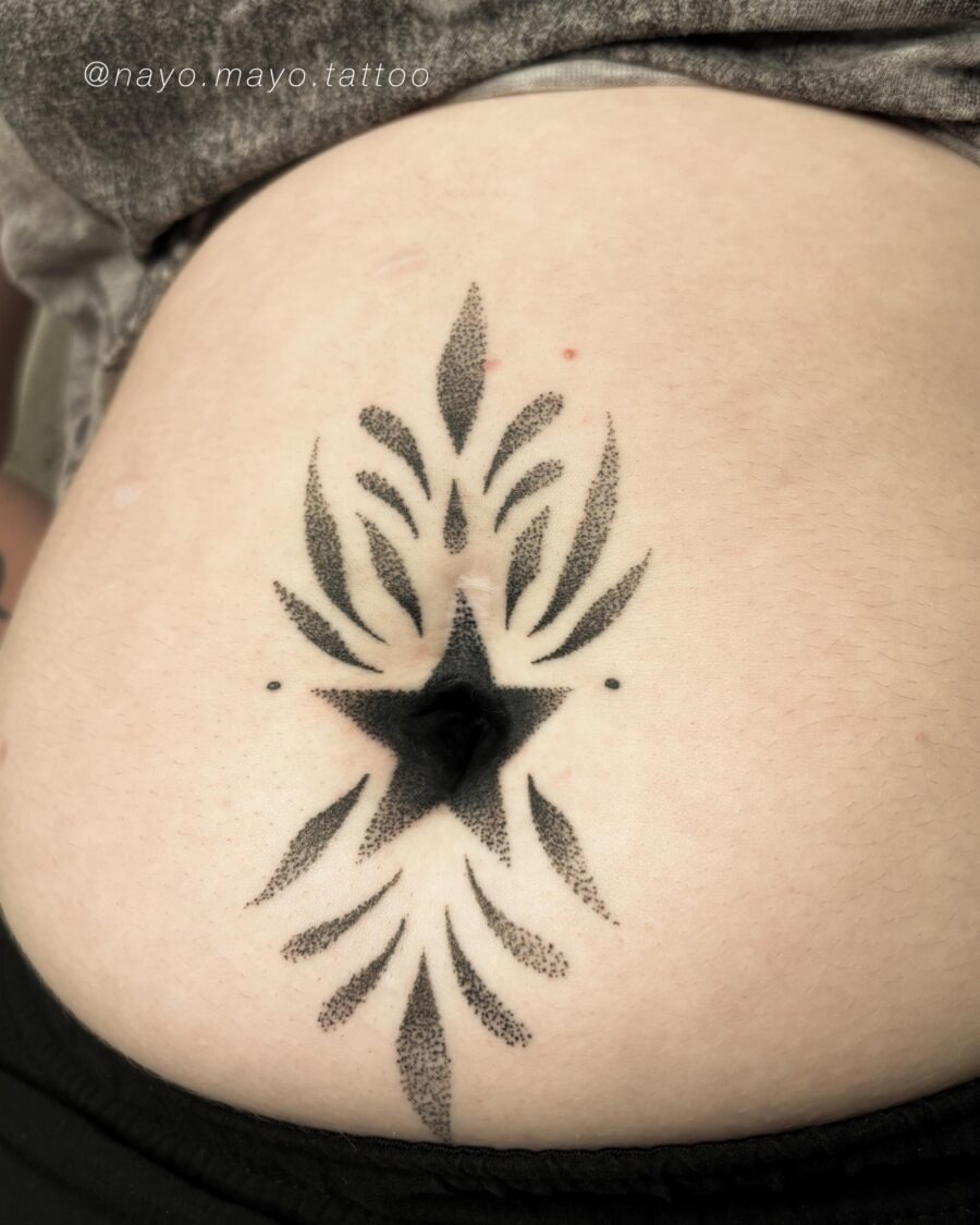 Intricate symmetrical design on the stomach Tattoo Design