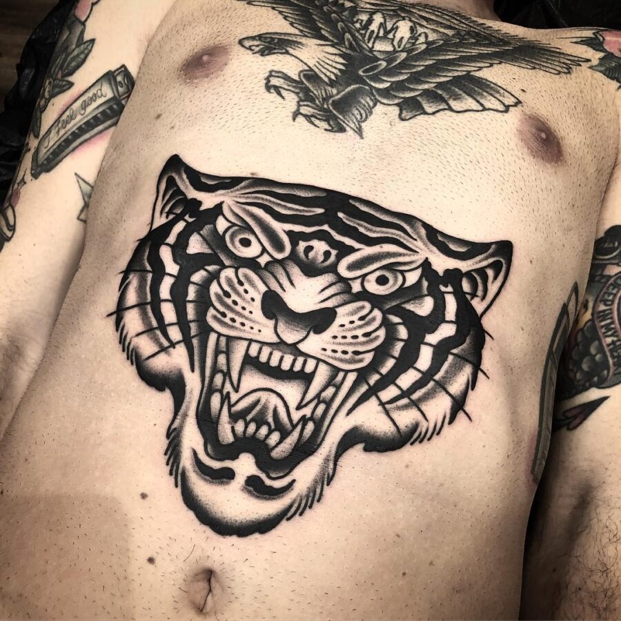 Striking tiger tattoo makes a fierce statement Tattoo Design