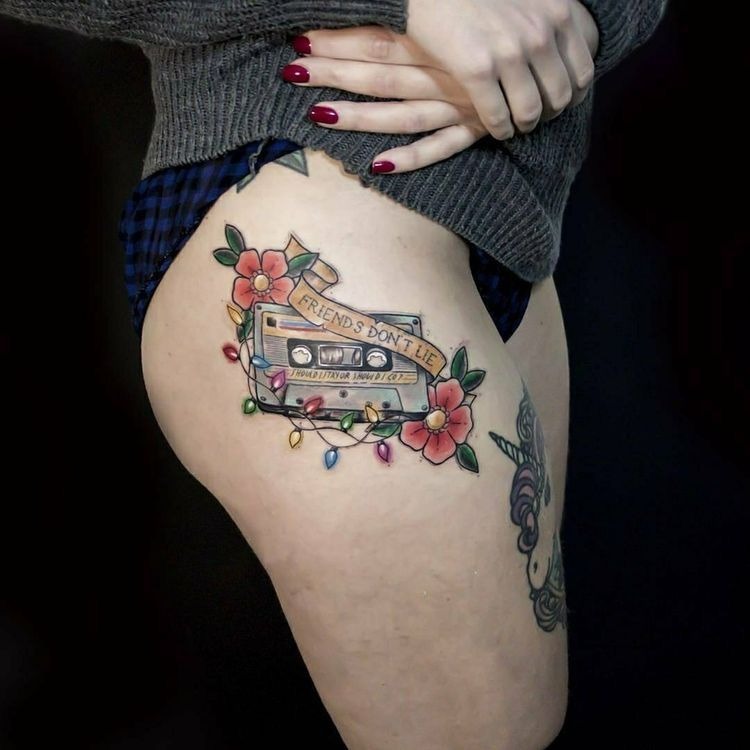 Friends Don’t Lie Floral Cassette Tattoo Tattoo Design
