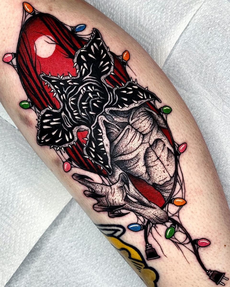 Holiday Lights Demogorgon Mashup Tattoo Design