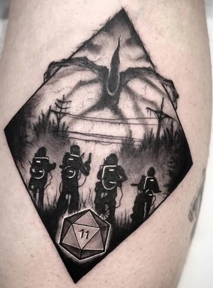 Shadowed Group with the 11 Dice Symbol Tattoo Design