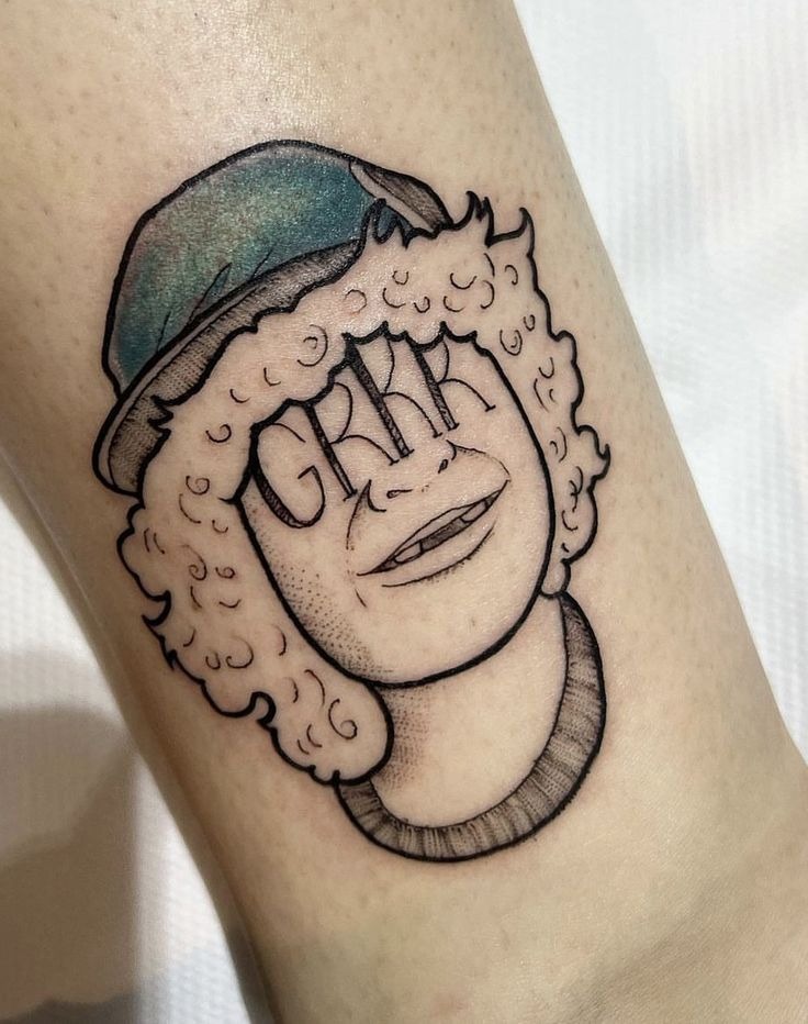 Soft Dustin Portrait with Subtle Humor Tattoo Design