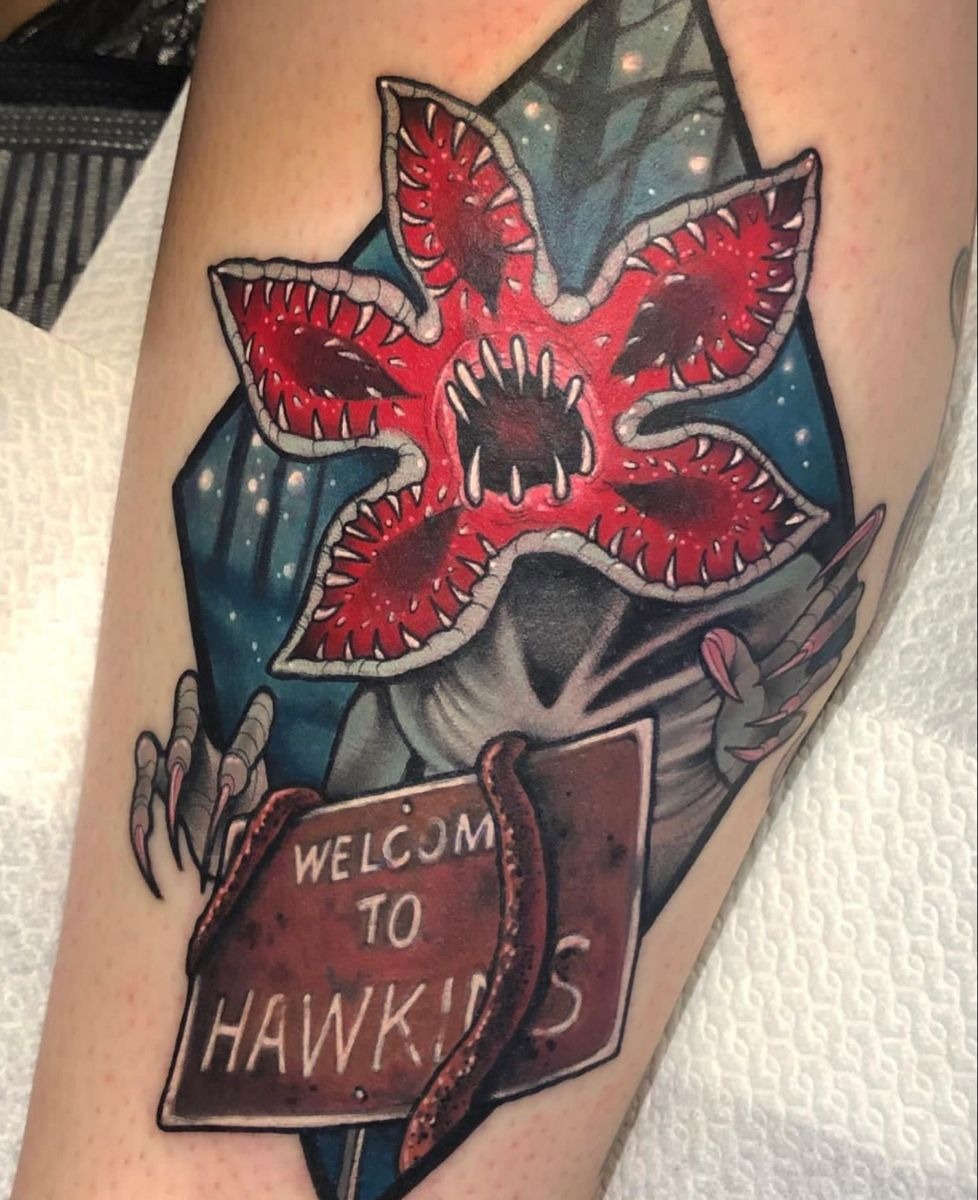 Welcome to Hawkins Demogorgon Scene Tattoo Design