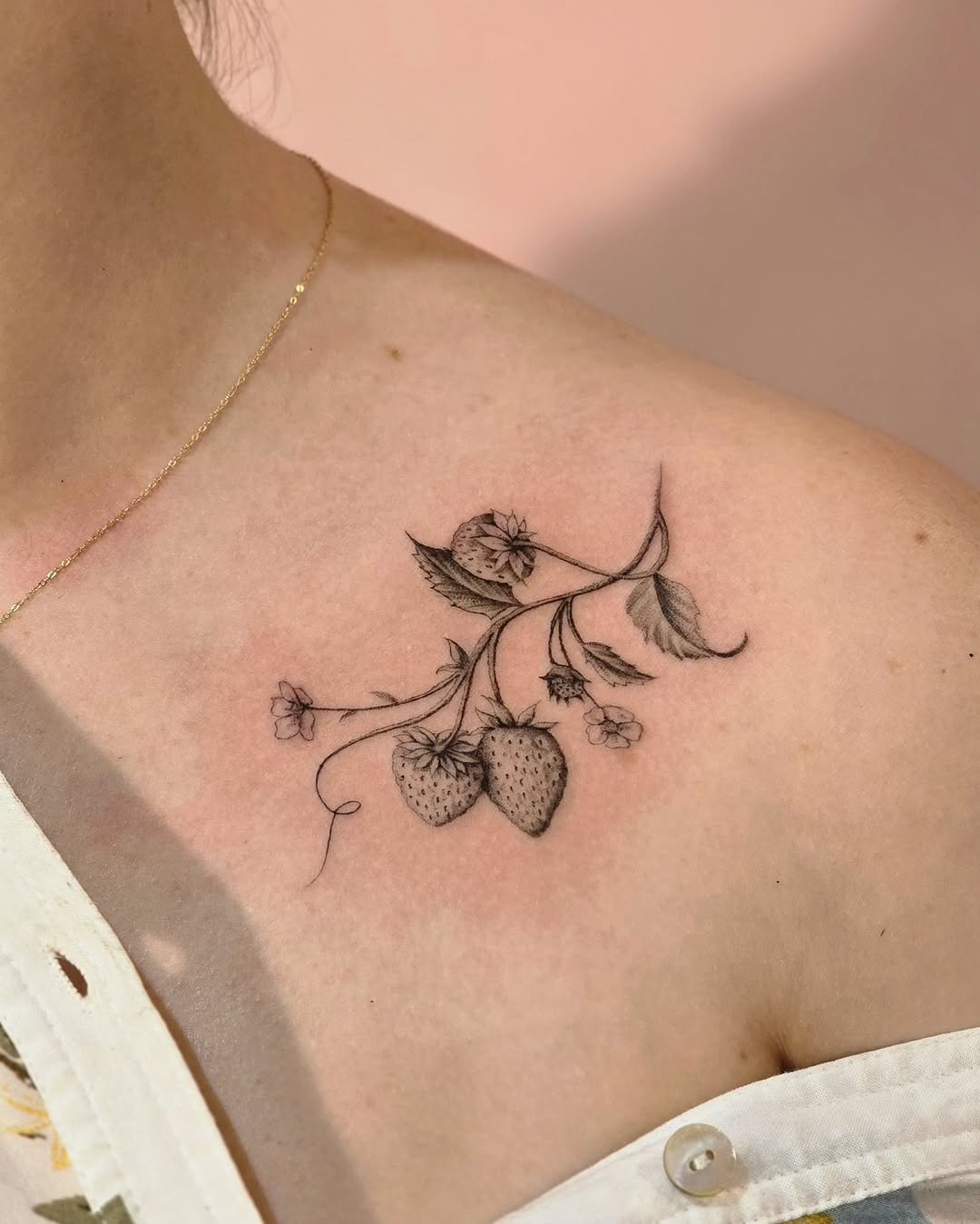 Charming Black Ink Strawberry Tattoo Design Tattoo Design
