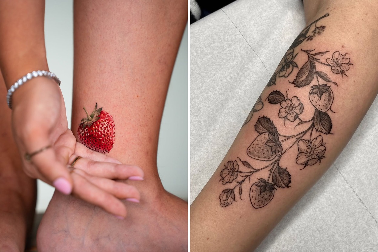 42+ Strawberry Tattoo Ideas Curated for Your Next Session Featured Lookbook Collage