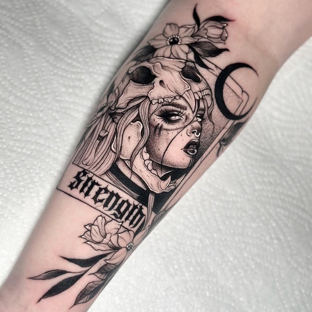 Meaningful strength tattoo featuring bold tattoo symbolizing resilience and inner power in bold black ink