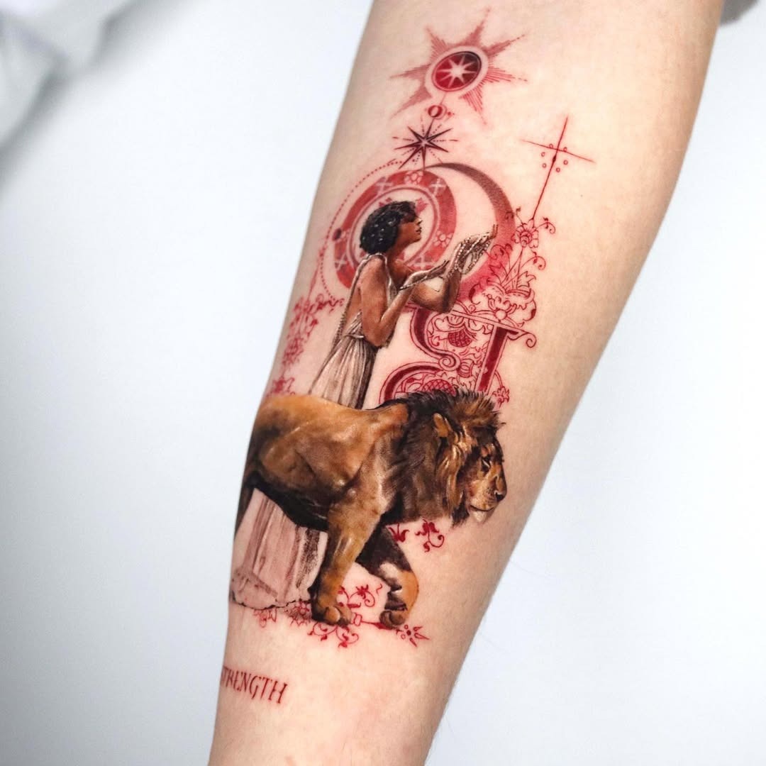 Meaningful strength tattoo featuring symbolic strength and empowerment in ink in bold black ink