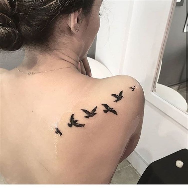 Birds in Flight Across the Shoulder Tattoo Design