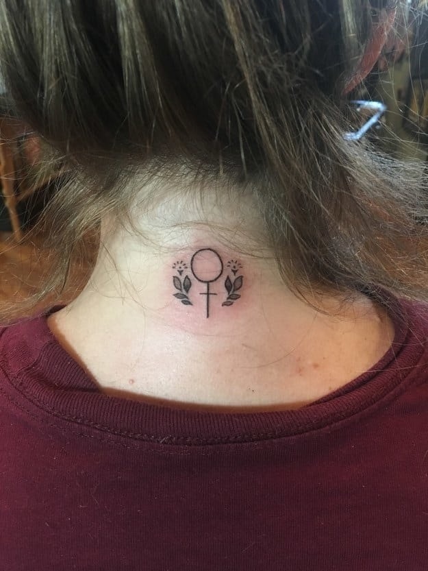 Feminist Symbol on the Neck Tattoo Design