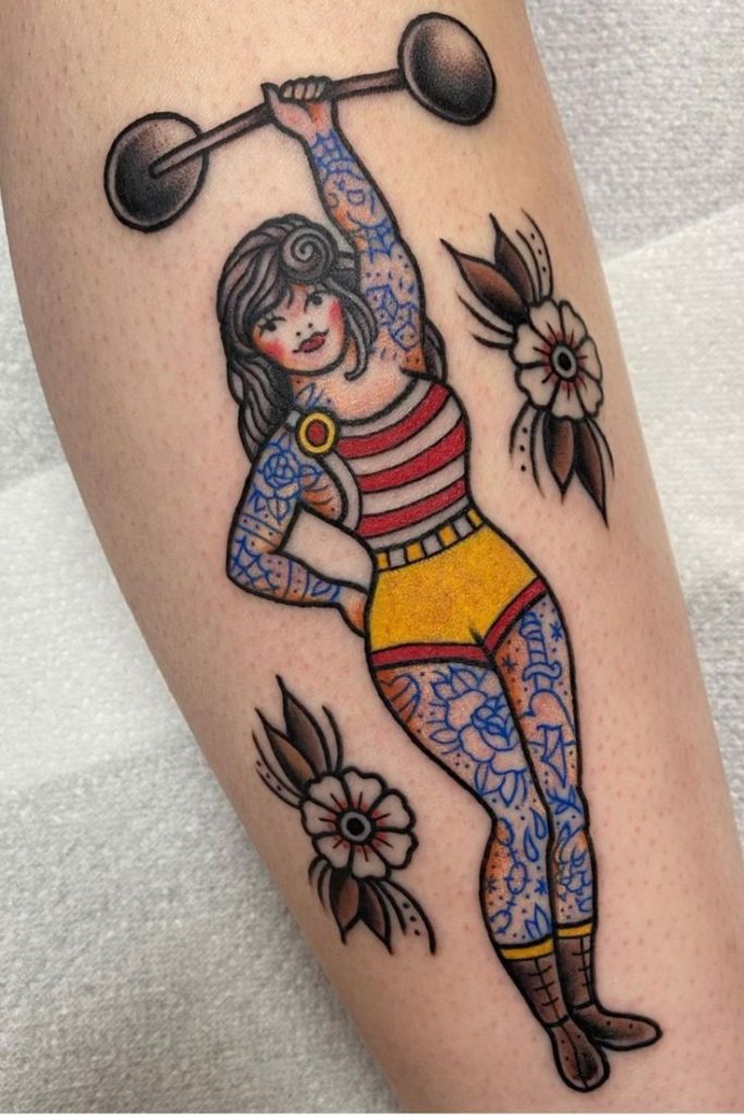 Retro Strong Woman Tattoo Tattoo Design