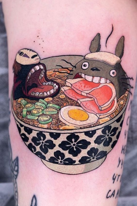 Ghibli Ramen Bowl Tattoo Design