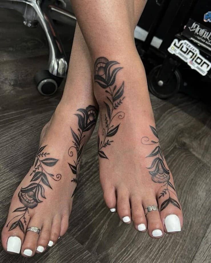 Bold Mandala and Leaf Combination Tattoo Design
