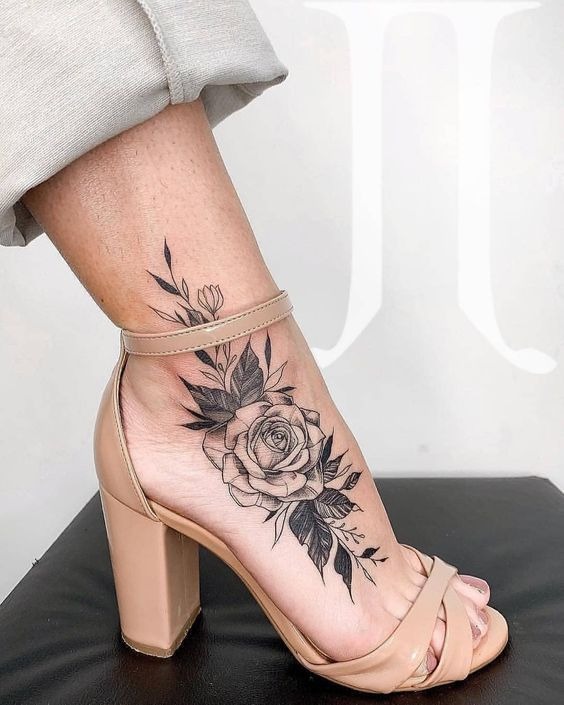 Soft Botanical Foot Tattoos With Natural Balance Tattoo Design