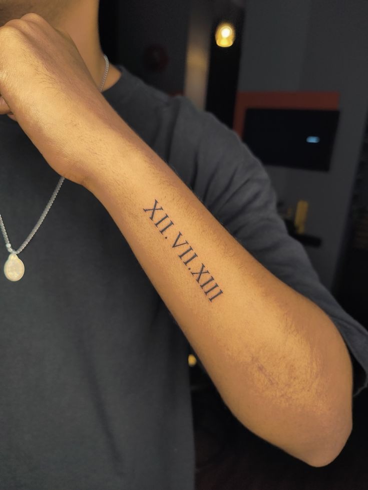 Classic Roman Numeral Date on the Forearm Tattoo Design