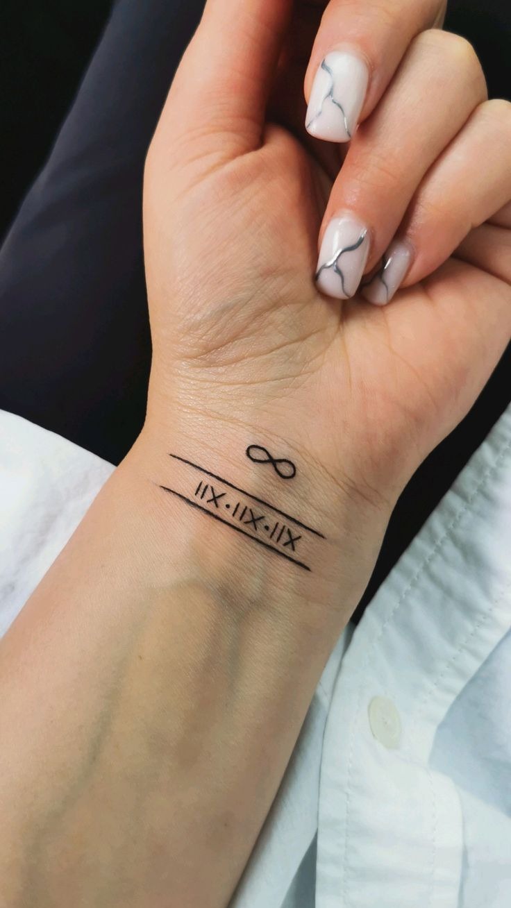 Infinity and Roman Numeral Wrist Tattoo Tattoo Design
