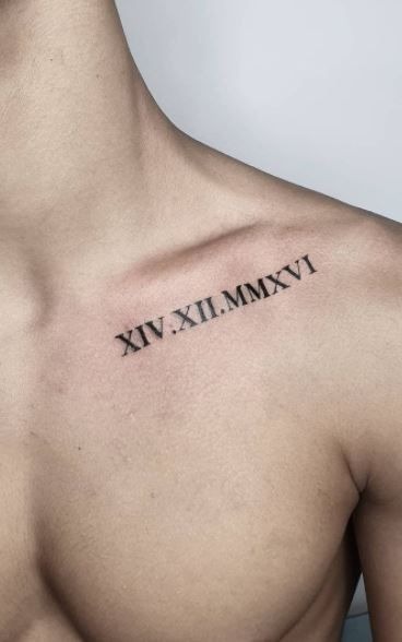 Minimal Roman Numeral Collarbone Tattoo Tattoo Design