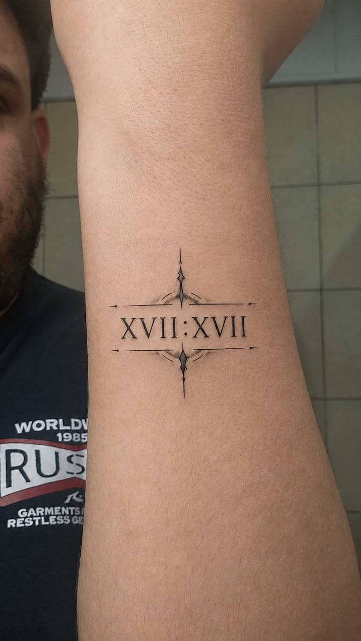 Ornamental Roman Numeral Time Design Tattoo Design