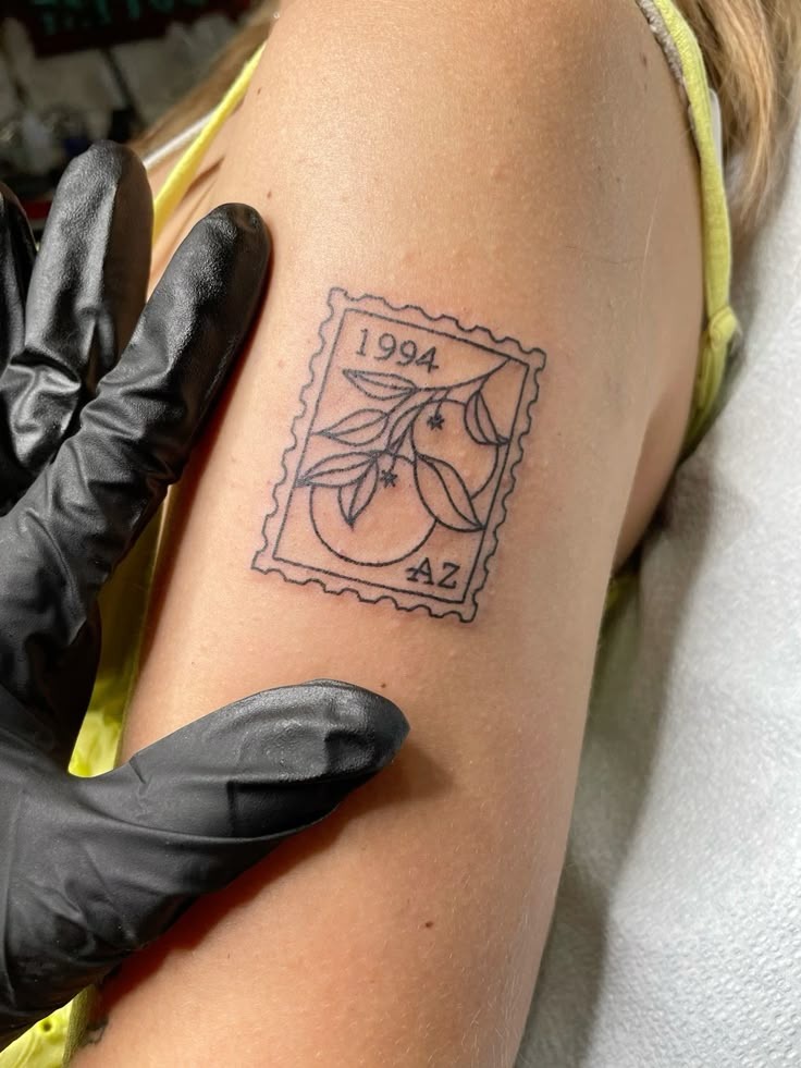 1994 AZ Vintage Orange Post Stamp Tattoo Design